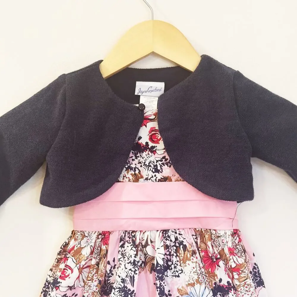 Toddler Girls Fancy Dress sz 3T Pink floral dress Two Piece Special Occasion